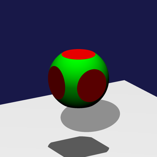 The INTERSECTION between a red cube and a green sphere