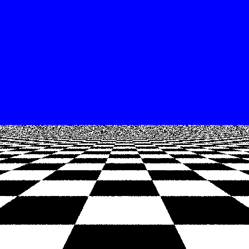 Checkered plane, 1 random sample per pixel